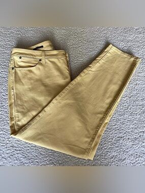 Talbots Size 14 Butter Yellow Slim Ankle Jeans Coastal Preppy Stretch